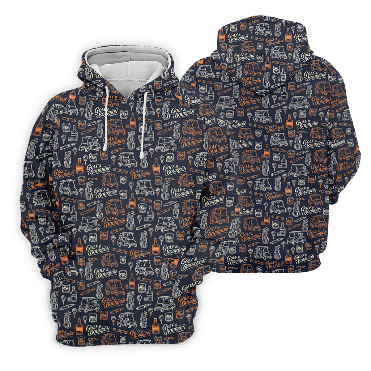 Funny Golf Bourbon Cigar Pattern Polo Shirt, Golf Polo Shirts For Men, Mens Golf Apparel