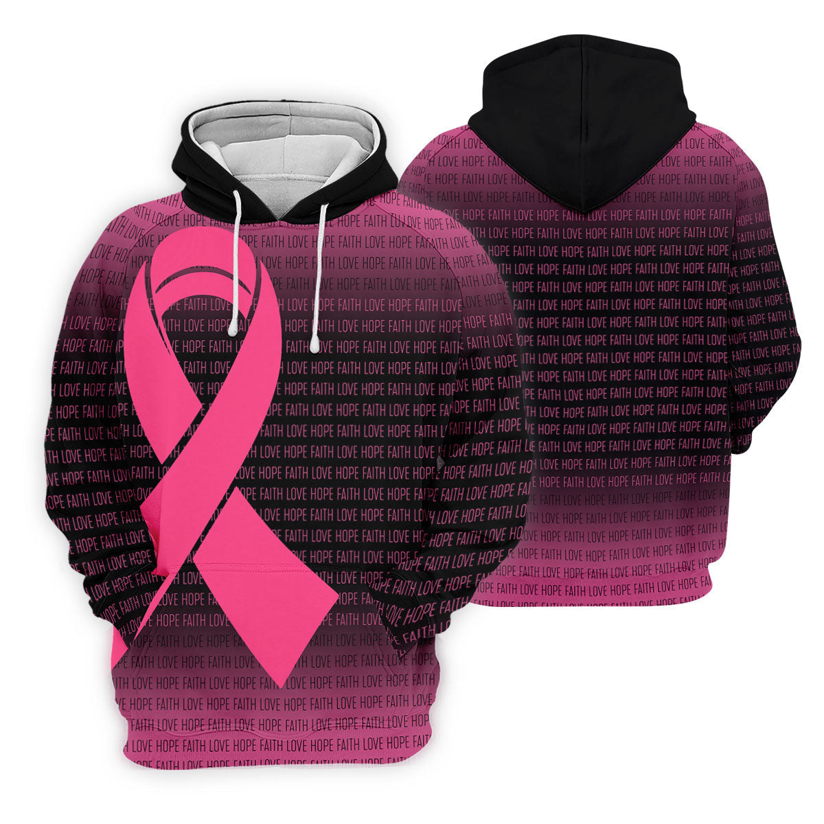 Faith Love Hope Pink Ribbon Breast Cancer Polo Shirt, Ladies Golf Tops, Women’s Golf Polo