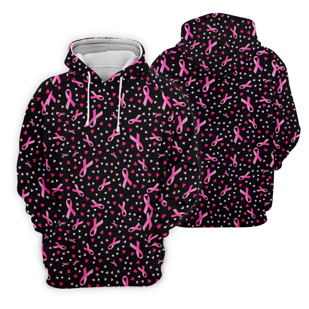 Black Pink Ribbon Heart Breast Cancer Polo Shirt, Ladies Golf Shirt, Women's Golf Tops