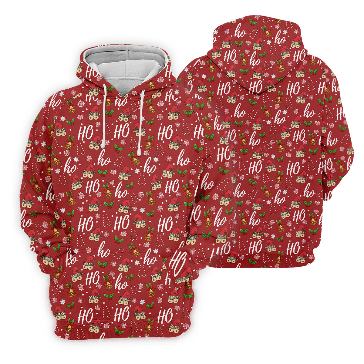 Funny Ho Ho Ho Naughty Tits Christmas Golf Shirt, Men's Funny Golf Shirts, Christmas Golf Gift