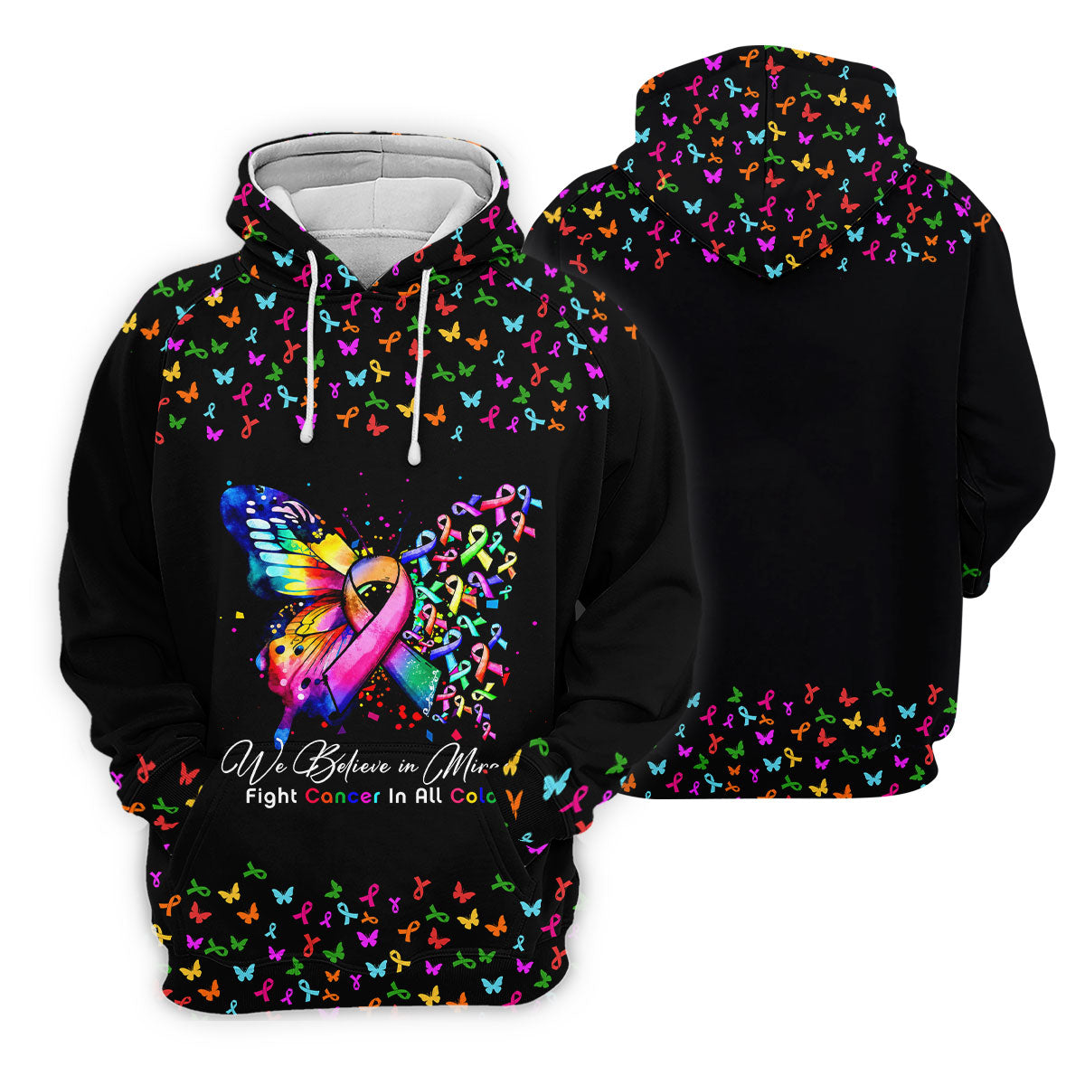 We Believe In Miracles Butterfly Breast Cancer Shirt, Women's Golf Tops, Ladies Golf Top