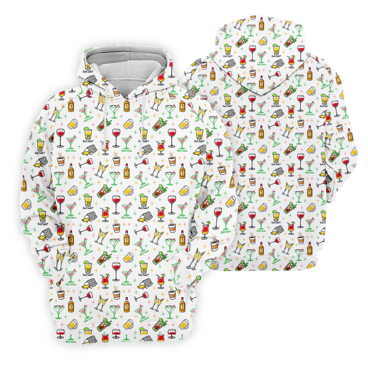 19th Hole Cocktail Drinks Pattern Golf Shirt, Women’s Golf Polo, Golf Shirts For Women