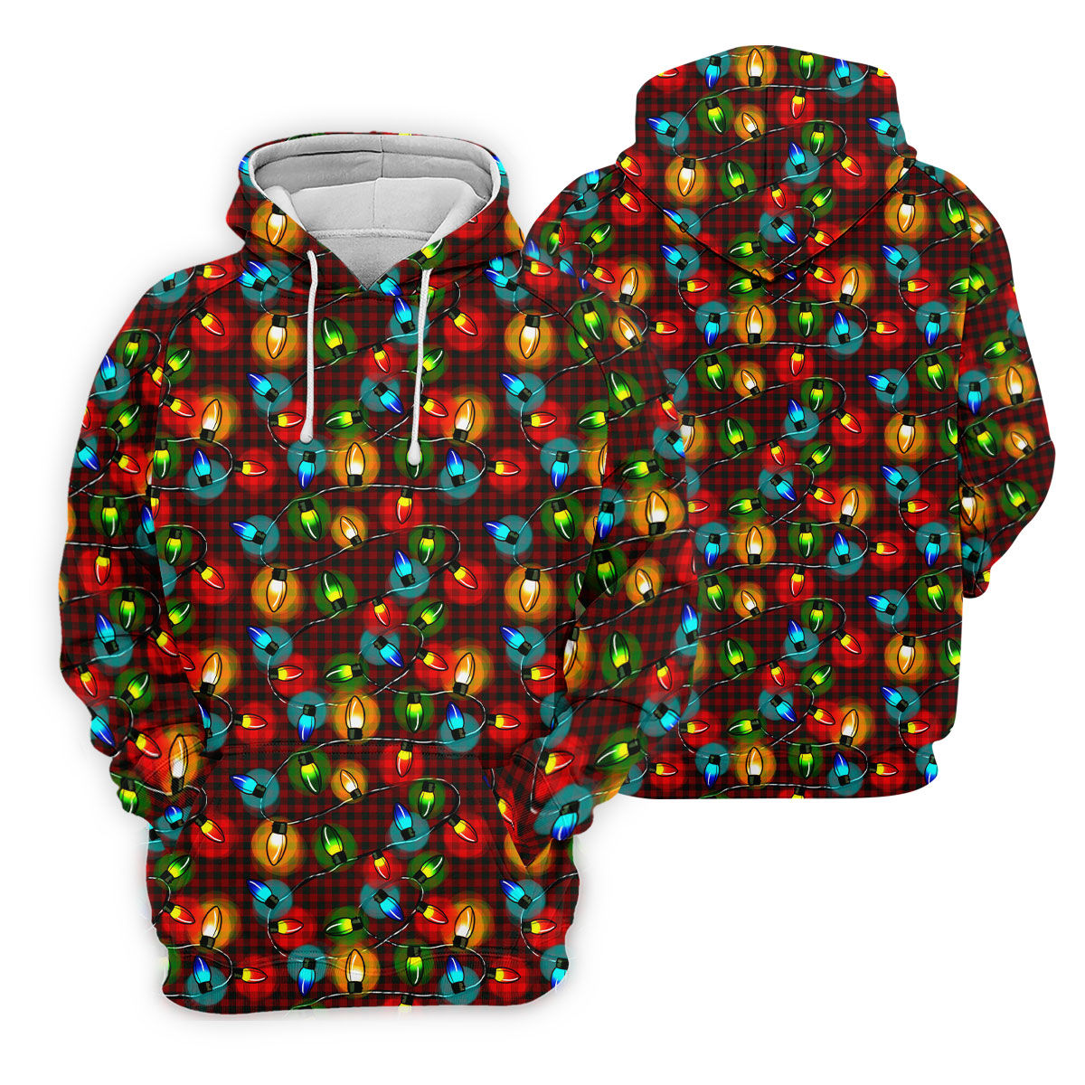 Colorful Christmas Light Plaid Men's Golf Polo Shirts, Christmas Golf Shirt, Polo Shirts For Men