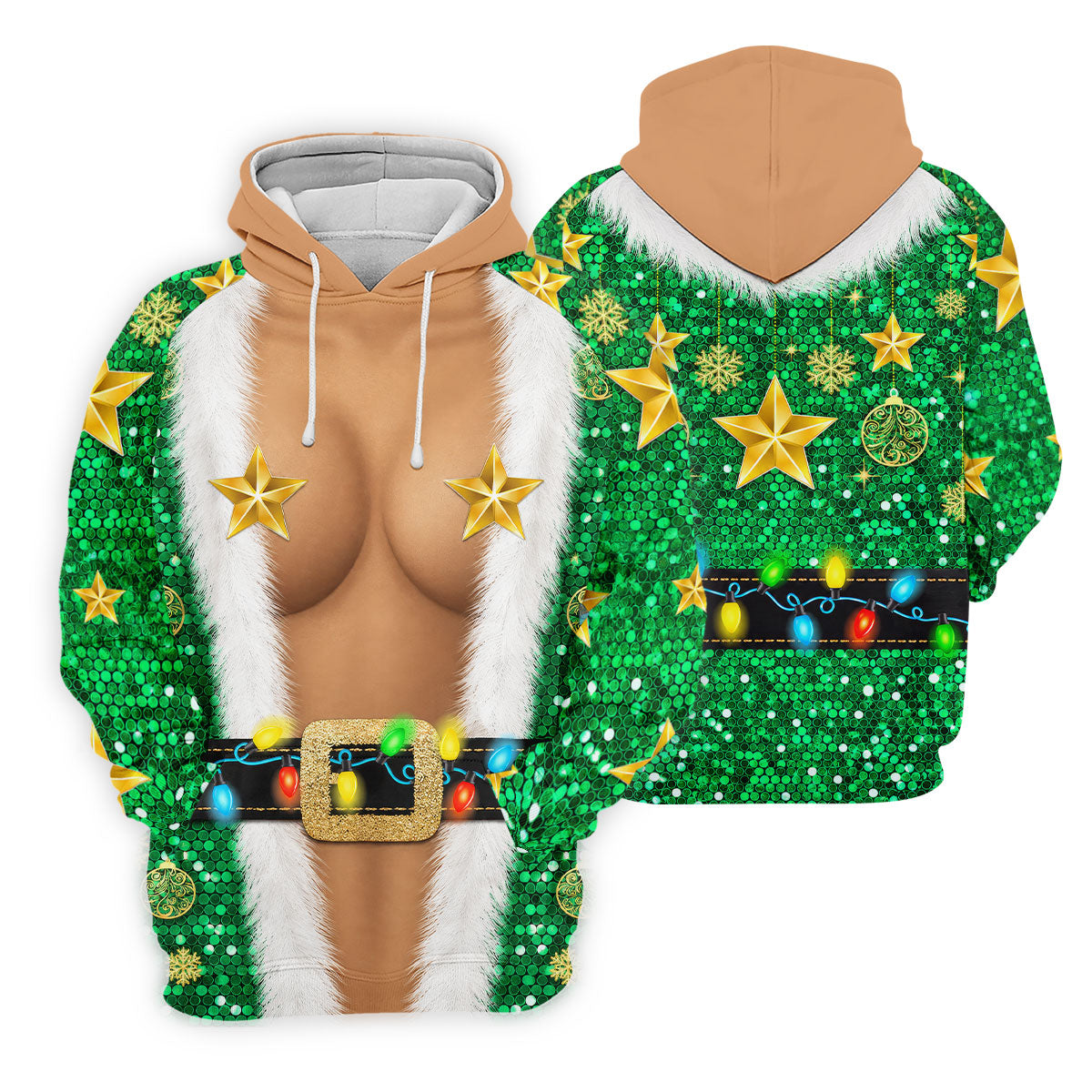 Green Santa Gold Stars Christmas Golf Polo Shirt, Mens Golf Shirts, Mens Polo Shirts