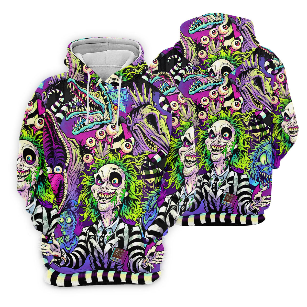 Neon Horror Character Monster Collage Golf Polo Shirt, Ladies Golf Shirts, Hawaiian Golf Shirt