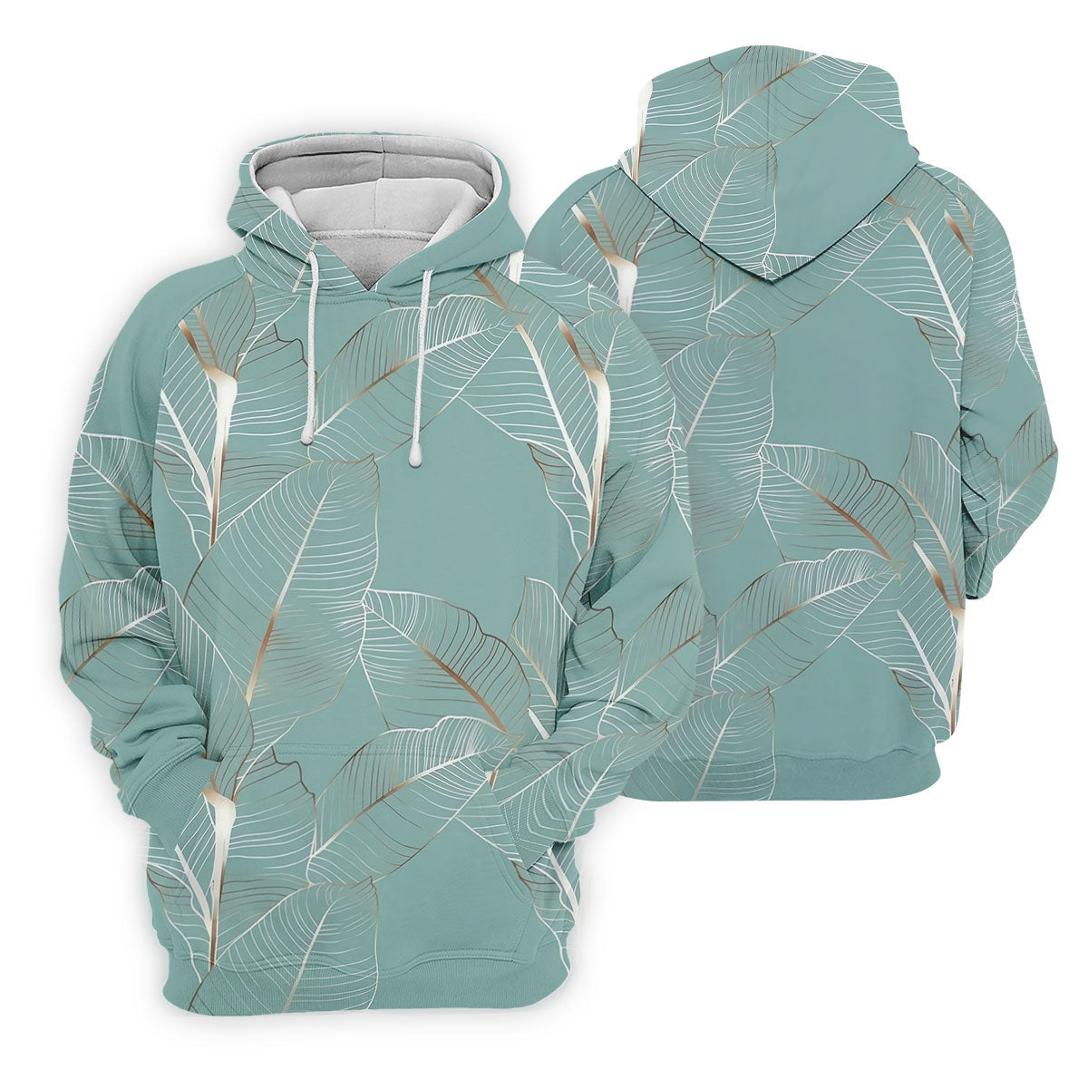 Tropical Leaves Blue Grey Golf Shirt, Summer Hawaiian Golf Shirt, Golf Shirts For Men