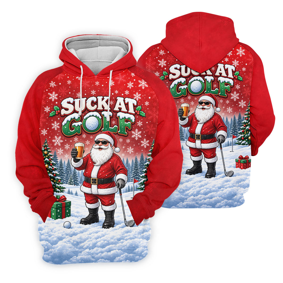 Suck At Golf Santa Beer Christmas Golf Shirt, Ladies Golf Shirts, Golf Tops For Women