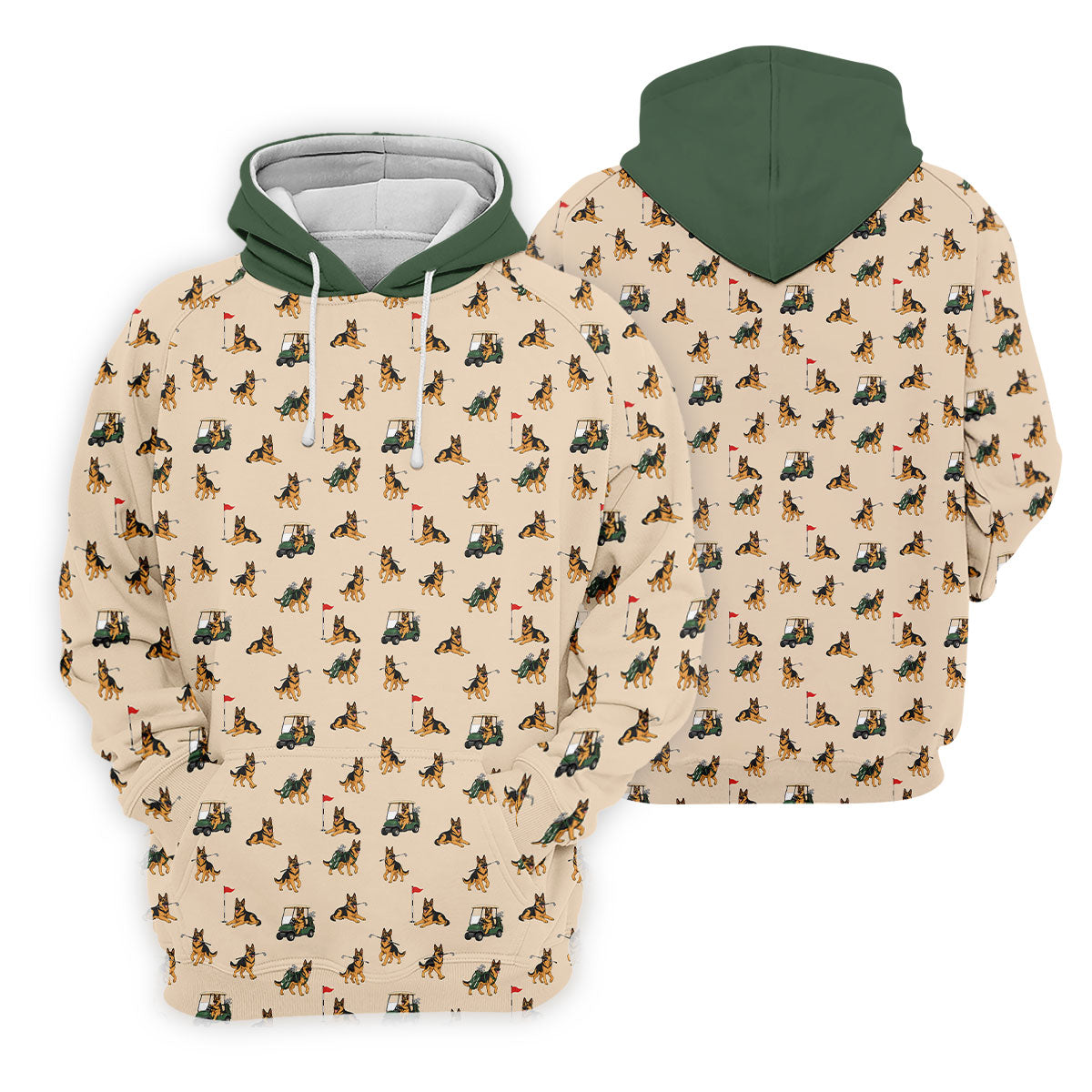 German Shepherd Golf Pattern Polo Shirt, Golf Shirts For Women, Women's Golf Apparel