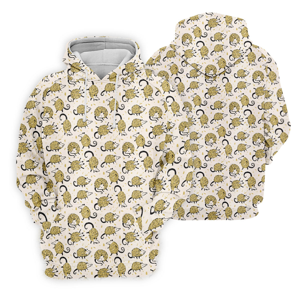 Cute Opossum Seamless Pattern Golf Tops For Men, Cute Golf Outfit, Polo Shirts For Men