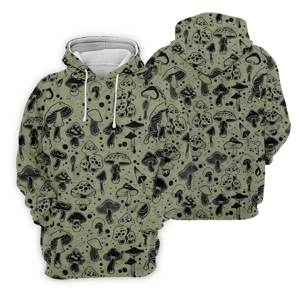 Vintage Mushroom Sketch Pattern Hawaiian Golf Shirt, Printed Golf Shirt, Women’s Golf Apparel