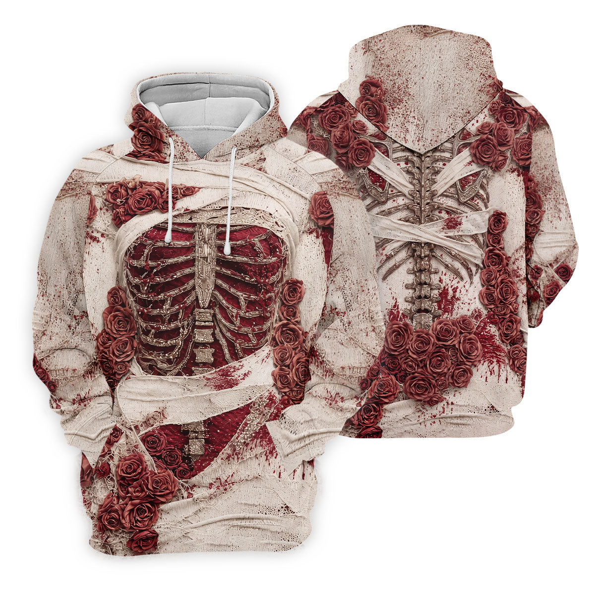 Bloody Skeleton Rose Halloween Polo Shirt, Polo Shirts For Men, Mens Golf Apparel