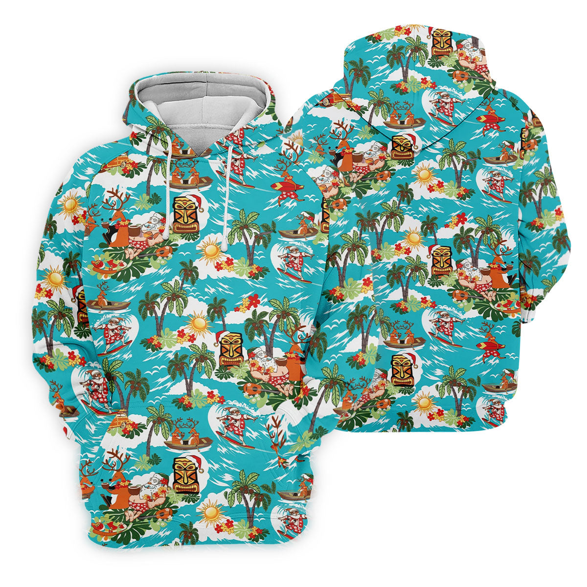 Men's Funny Surfing Santa Hawaiian Golf Shirt, Christmas Golf Shirt, Printed Golf Shirts
