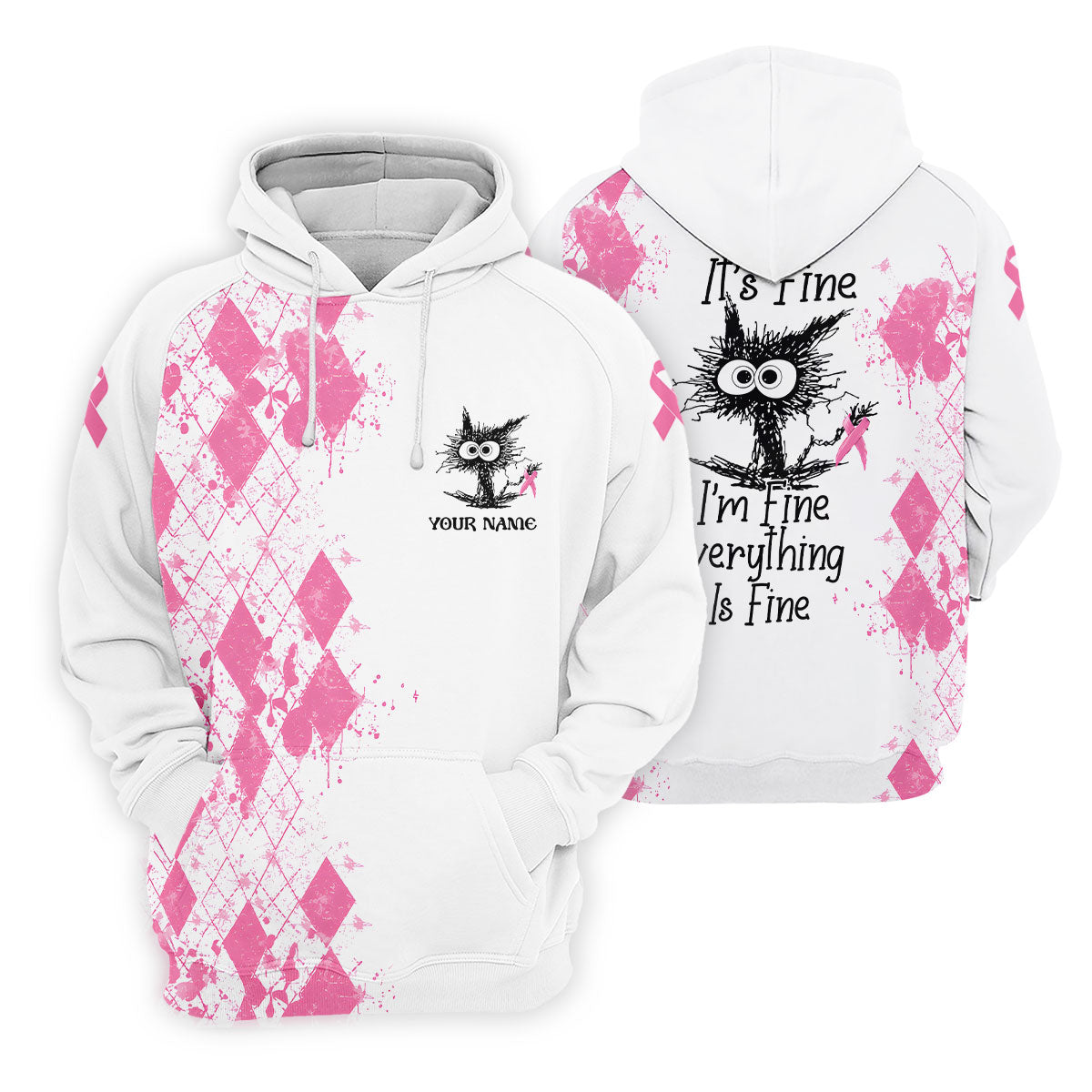 Custom Im Fine Everything Is Fine Breast Cancer Polo Shirt, Mens Golf Shirts, Mens Polo Shirts