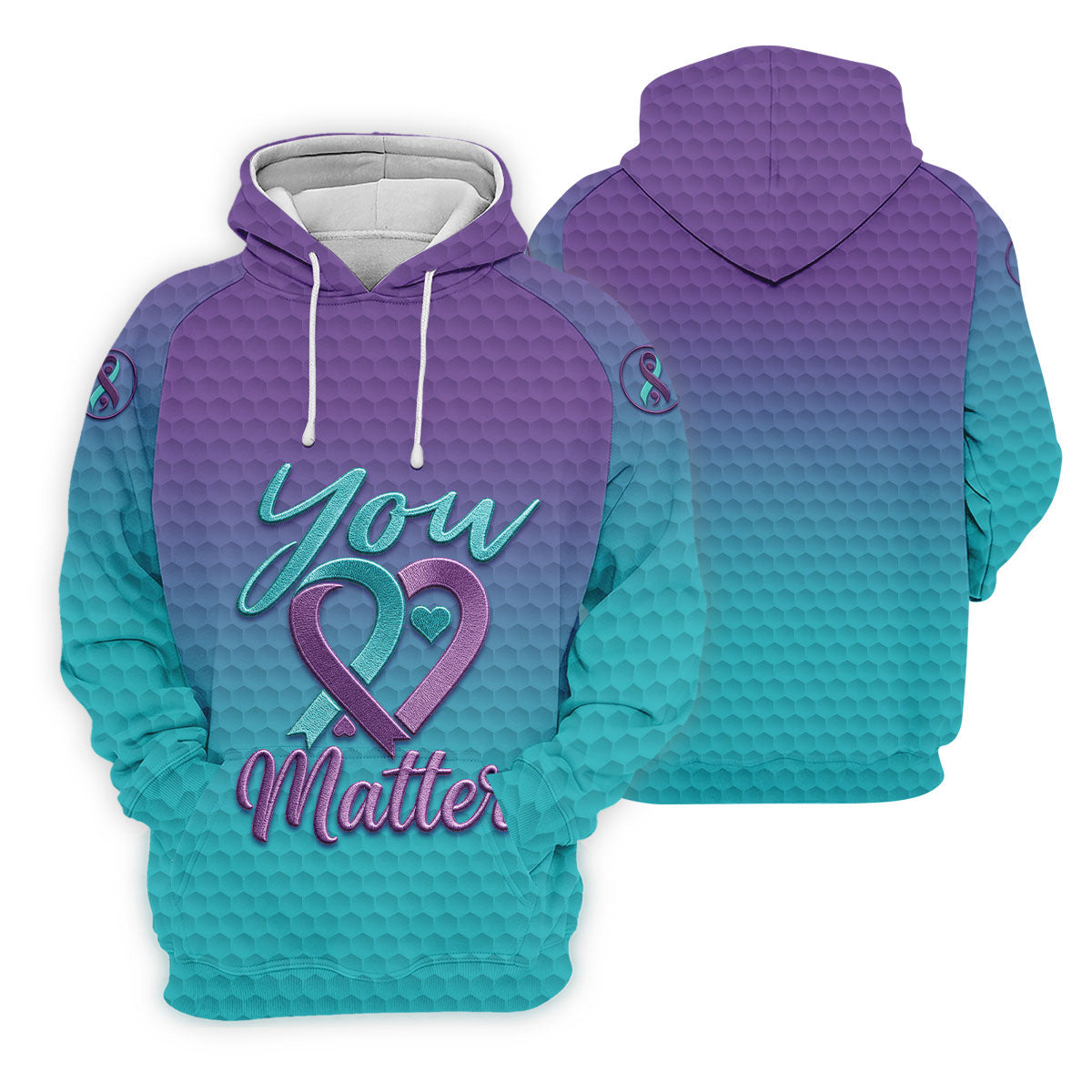 You Matter Suicide Prevention Ribbon Heart Polo Shirts For Men, Golf Apparel For Men