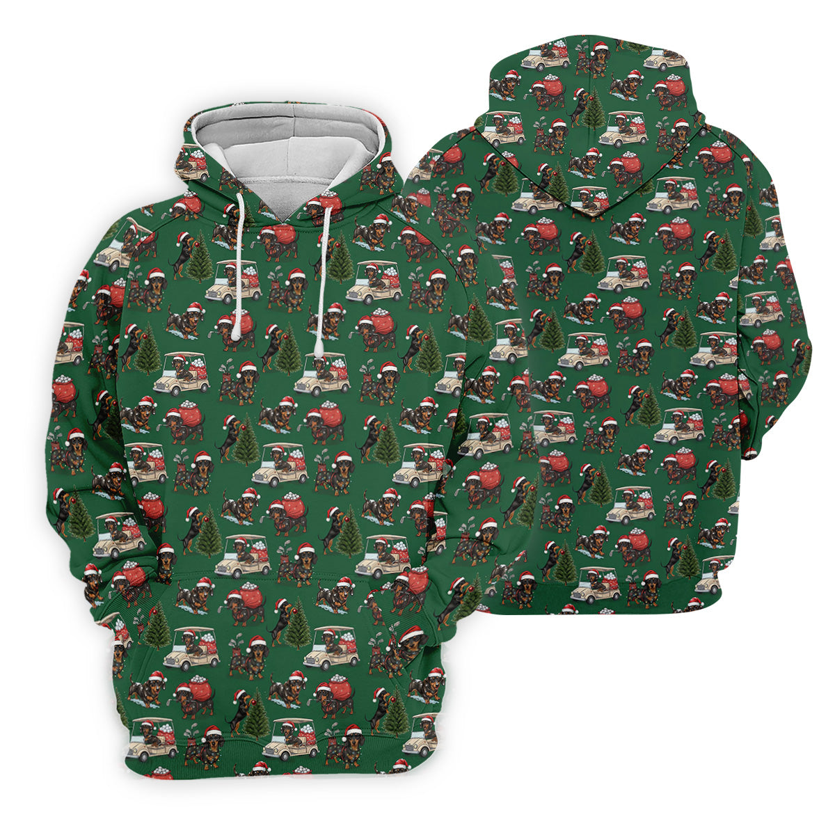 Dachshund Christmas Green Golf Shirt, Christmas Golf Shirt, Golf Tops For Men, Polo Shirts For Men