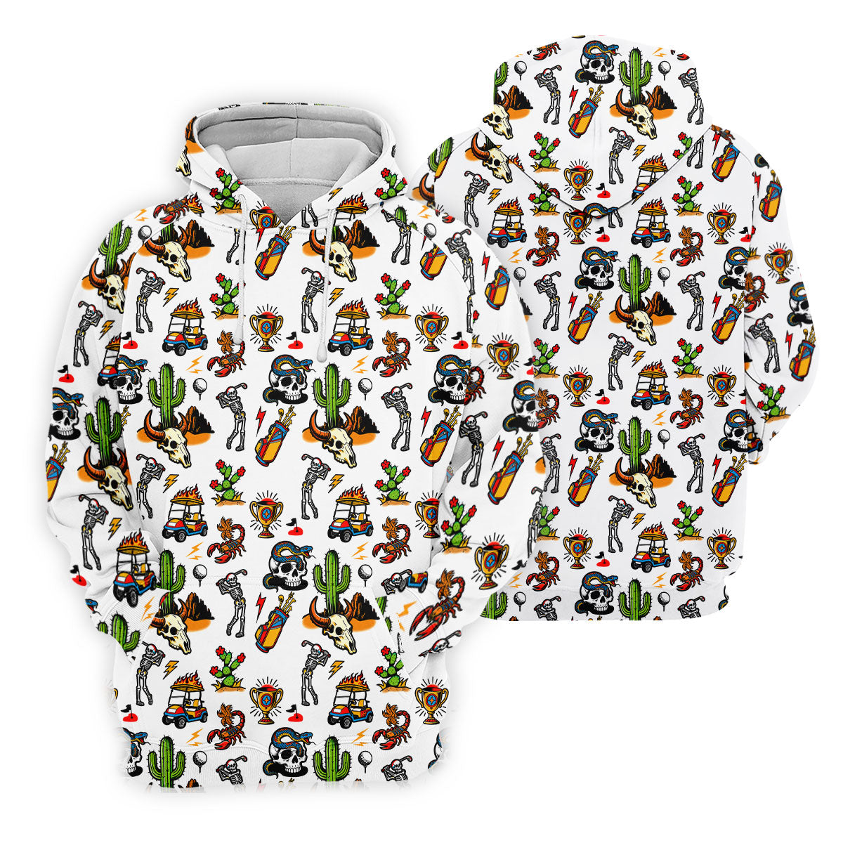 Southwestern Desert Golf Icons Pattern Polo Shirt, Mens Golf Shirts, Hawaiian Golf Shirt