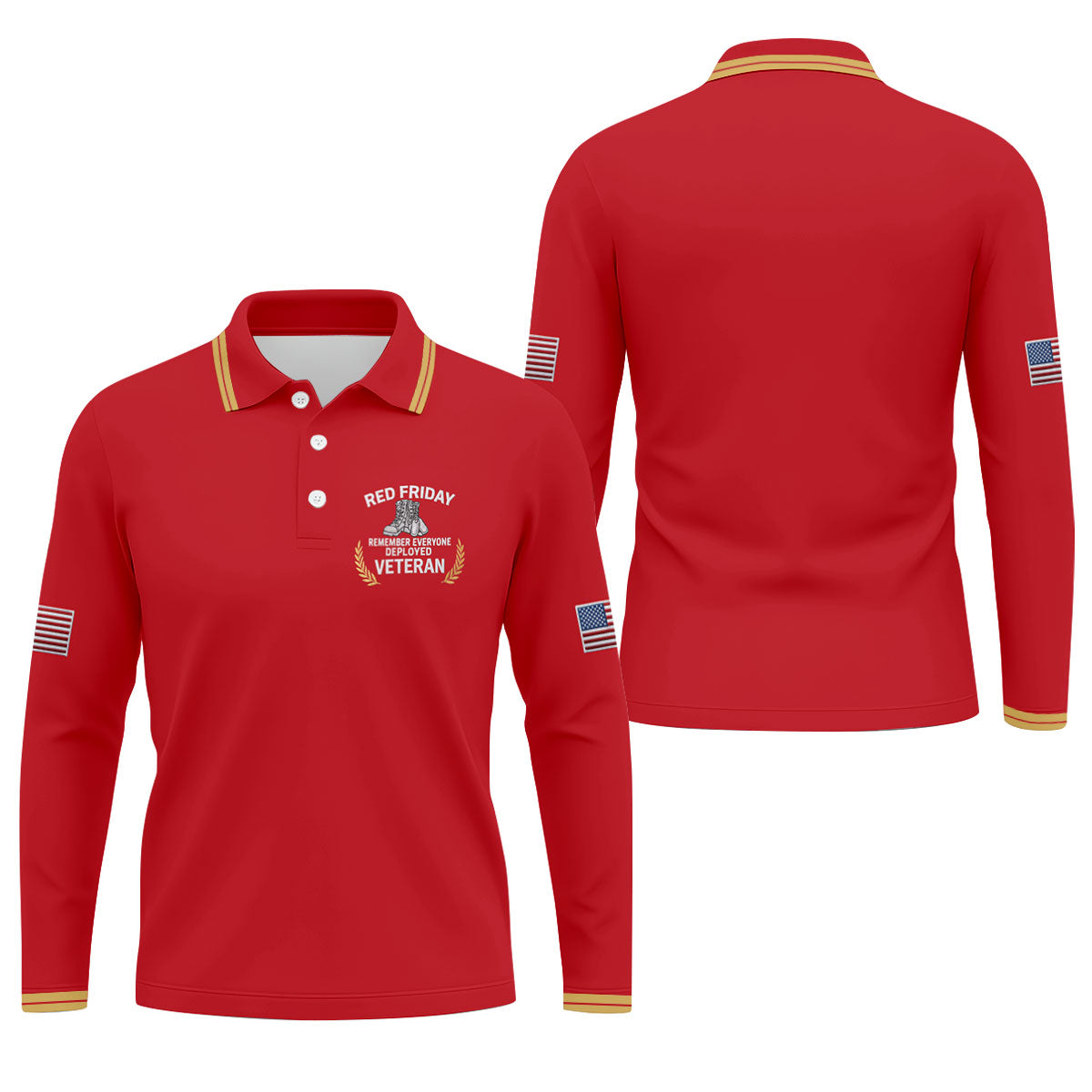 Red Friday Veteran Memorial 250 Years Golf Tops For Men, Patriotic Father's Day Golf Shirt