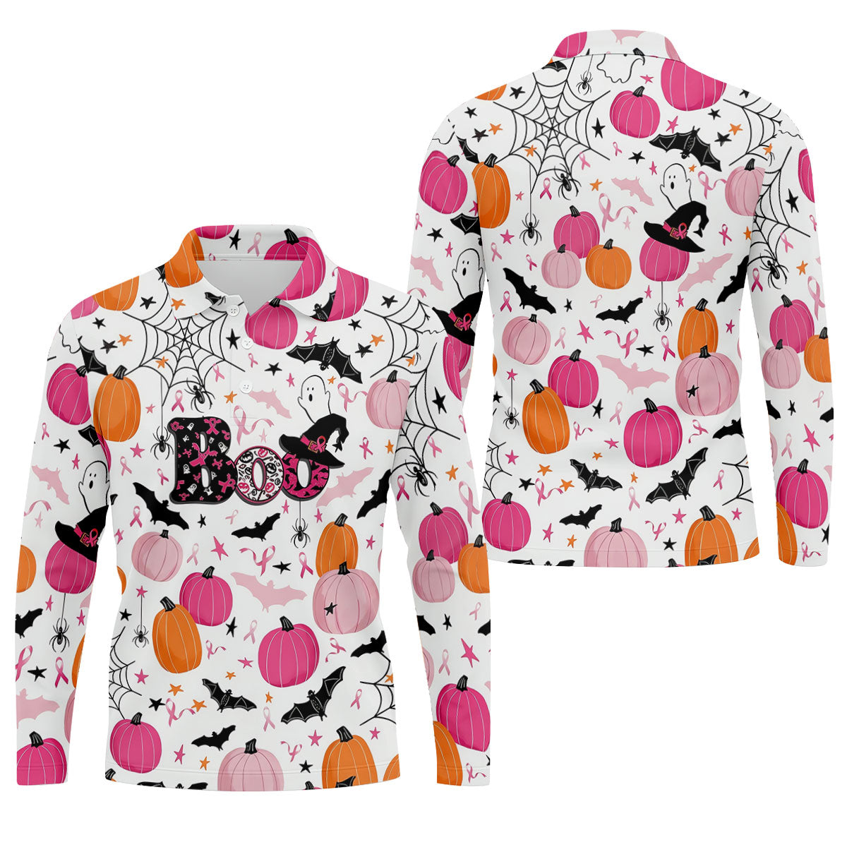 Ghost Horror Character Ribbon Halloween Polo Shirt, Hawaiian Golf Shirt, Mens Golf Shirts