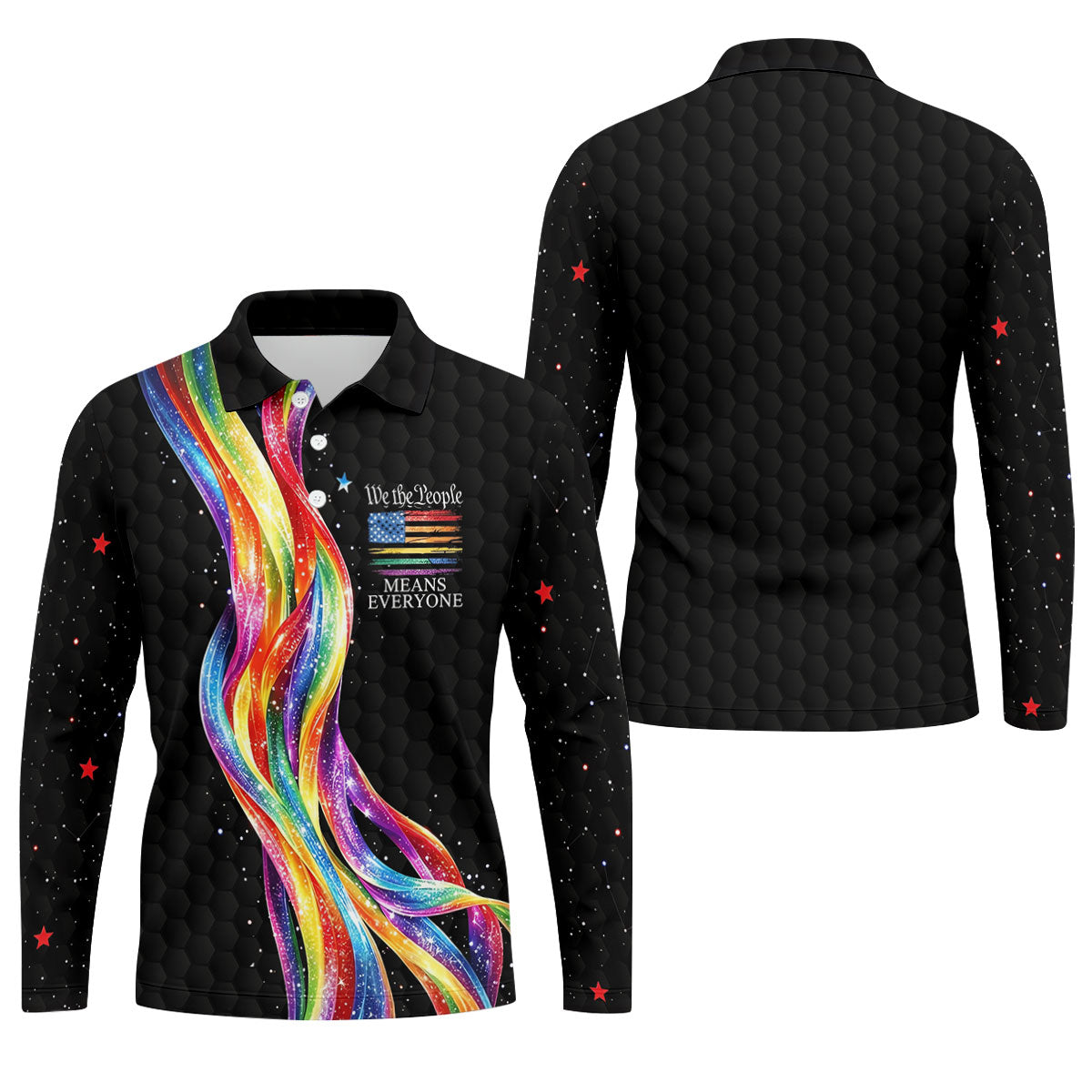 We The People Means Everyone LGBT Rainbow Golf Tops For Men, Pride Month Celebrate Golf Shirts For Men