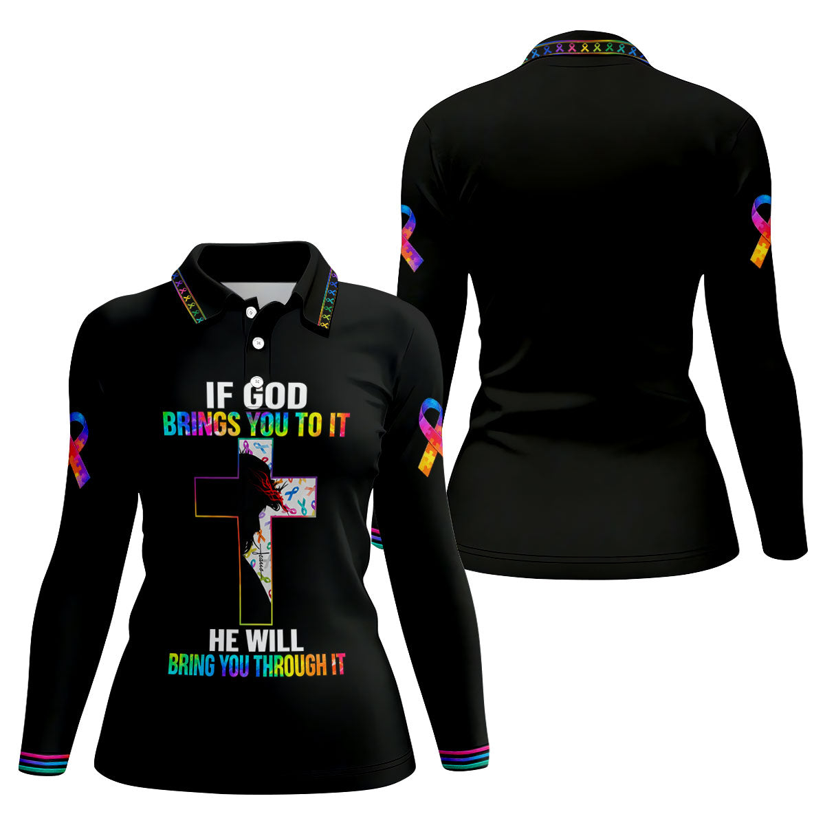 If God Brings You To It Cross Cancer Polo Shirt, Women's Golf Polo, Ladies Golf Shirts