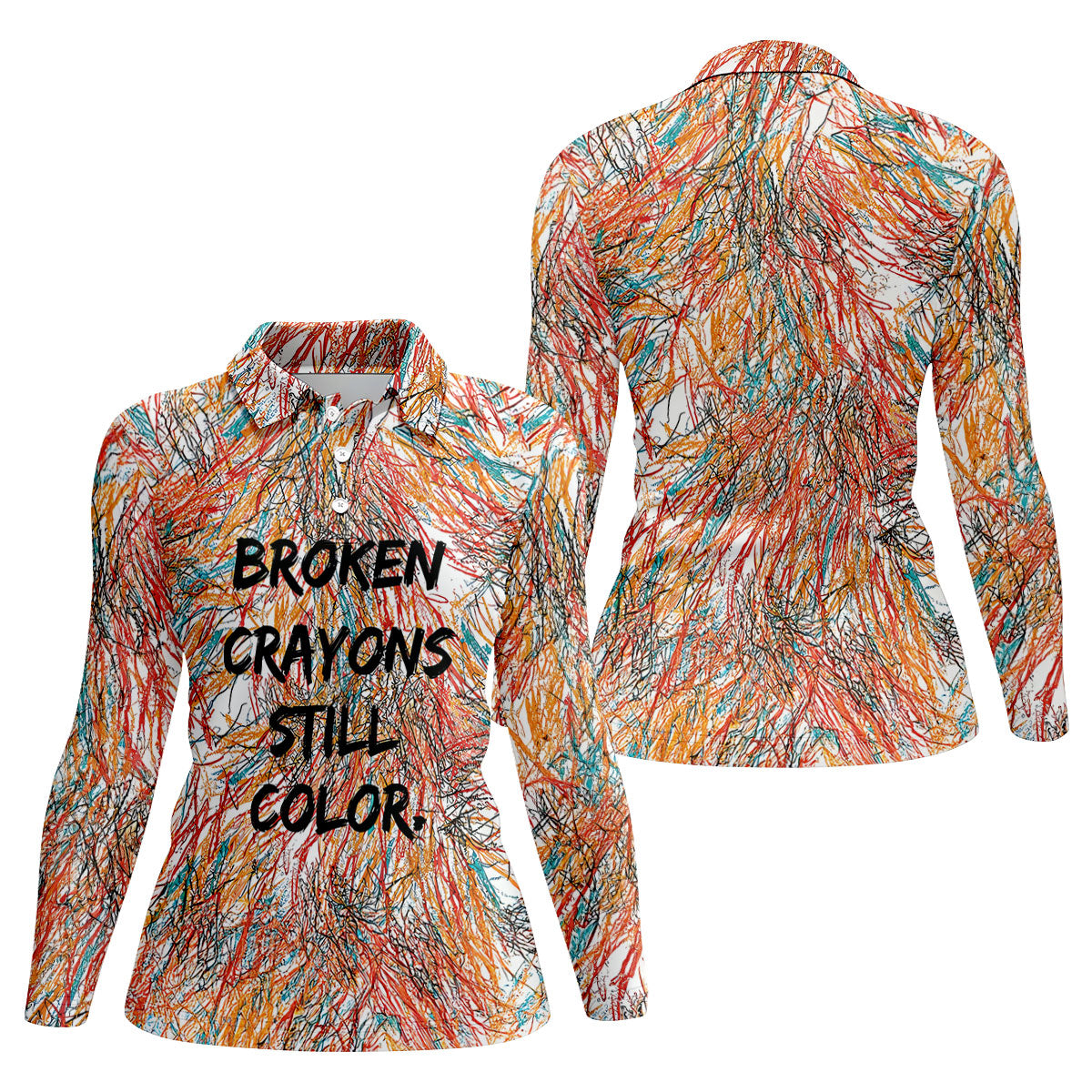Broken Crayons Still Color Abstract Golf Polo Shirt, Ladies Golf Shirt, Womens Golf Tops