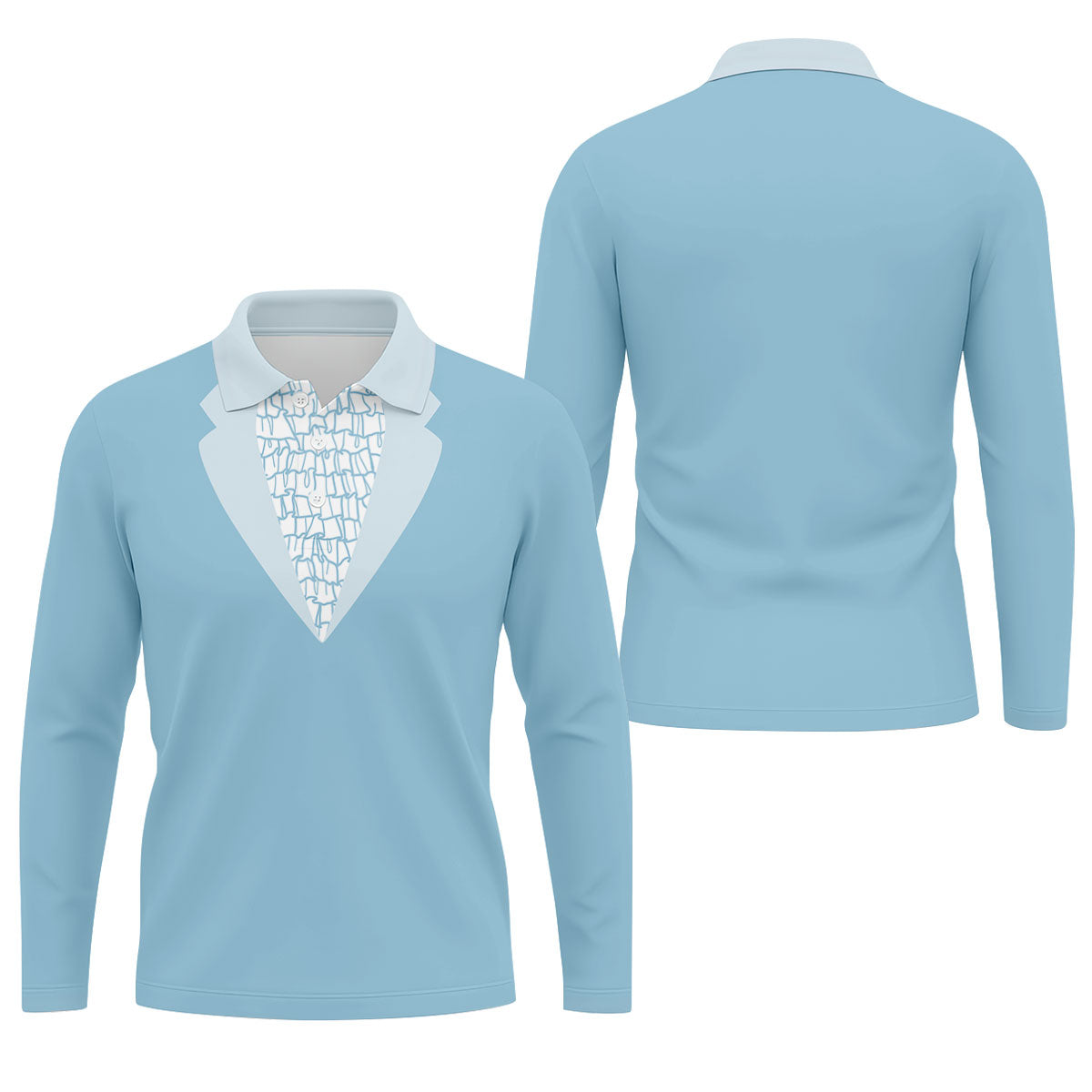 Light Blue Tuxedo Men's Funny Golf Shirts, Father's Day Golf Shirt, Golf Gift For Dad