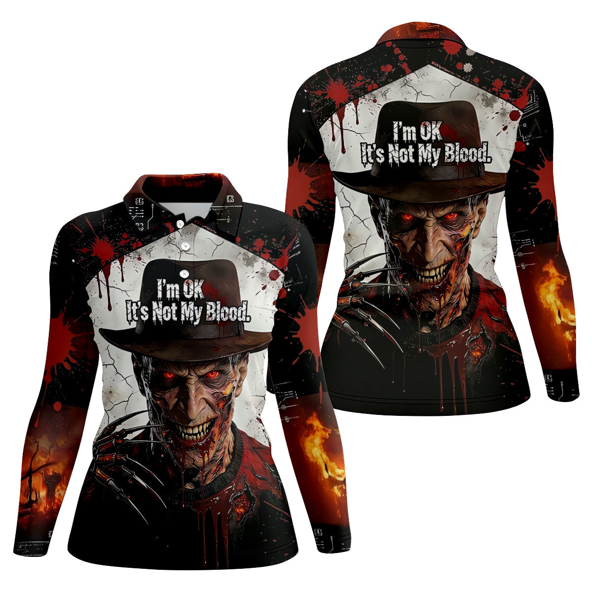 Im Ok Its Not My Blood Character Golf Polo Shirt, Halloween Golf Shirt, Womens Golf Polo