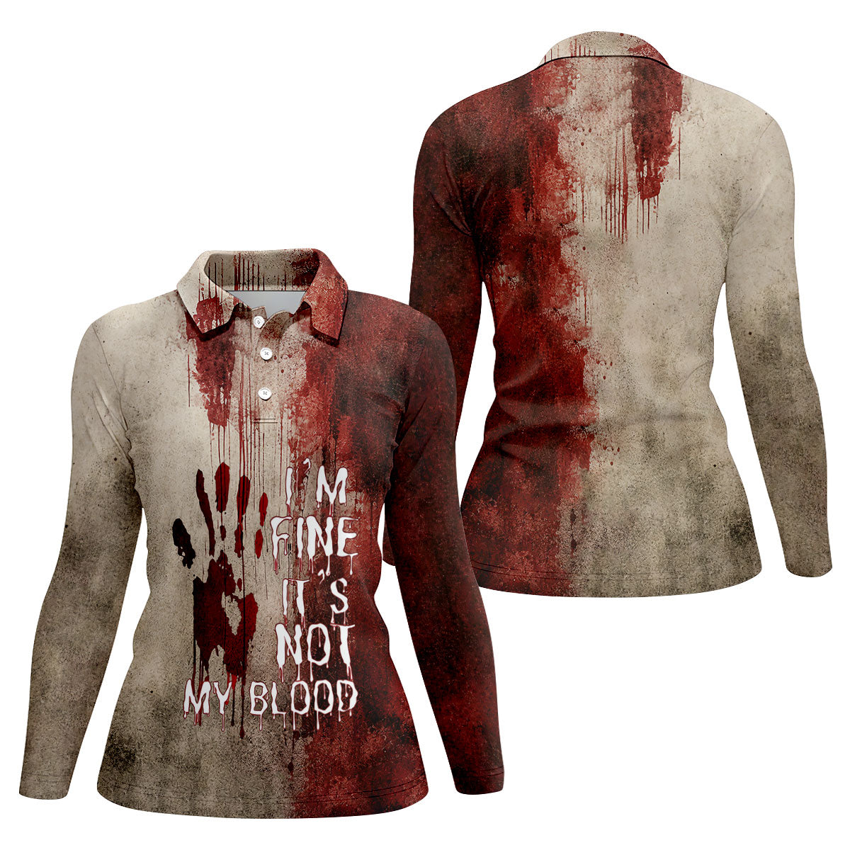 I'm Fine It's Not My Blood Halloween Golf Polo Shirt, Women's Golf Polo, Ladies Golf Shirts