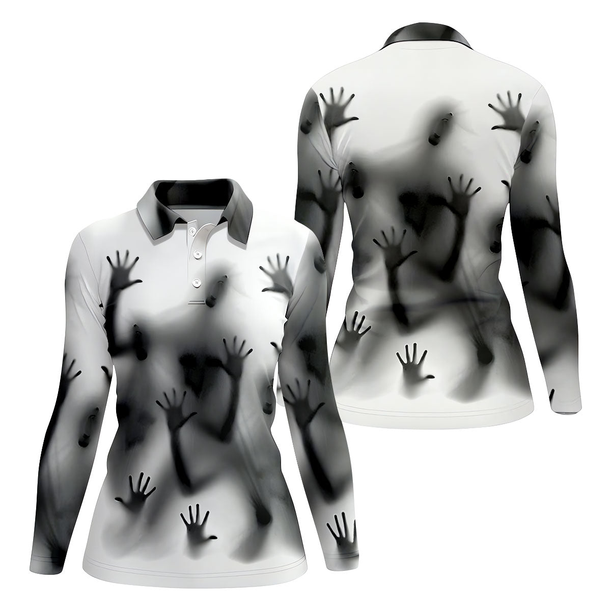 Haunted Shadow Silhouette Golf Polo Shirt, Women's Golf Polo, Ladies Golf Shirts
