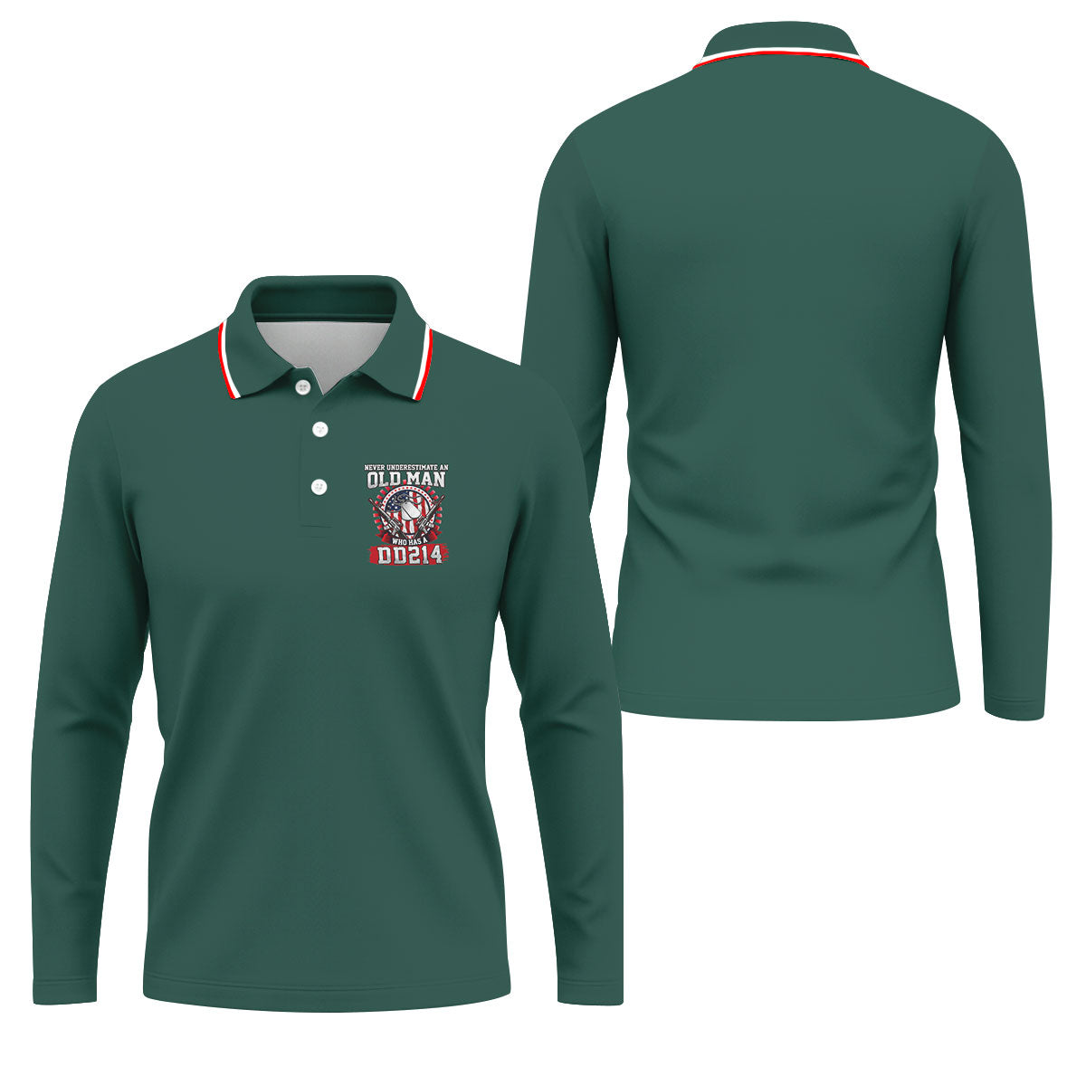 Never Underestimate An Old Man Who Was A DD214 Veterans Golf Shirts For Men, 250 Years Patriotic Golf Shirt