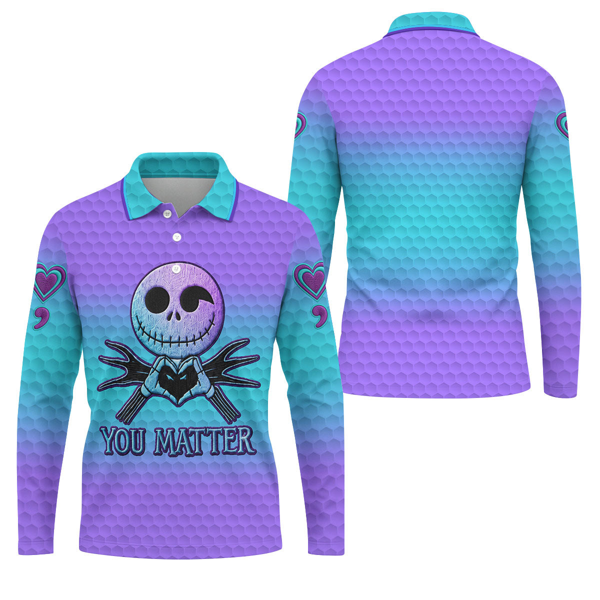 You Matter Suicide Prevention Skeleton Heart Hand Polo Shirts For Men, Mens Golf Polo