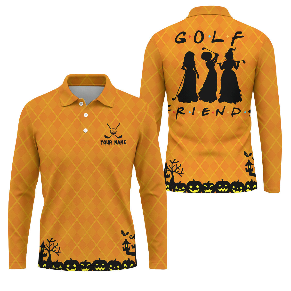 Your Name Golf Friends Horror Character Polo Shirt, Polo Shirts For Men, Halloween Shirt