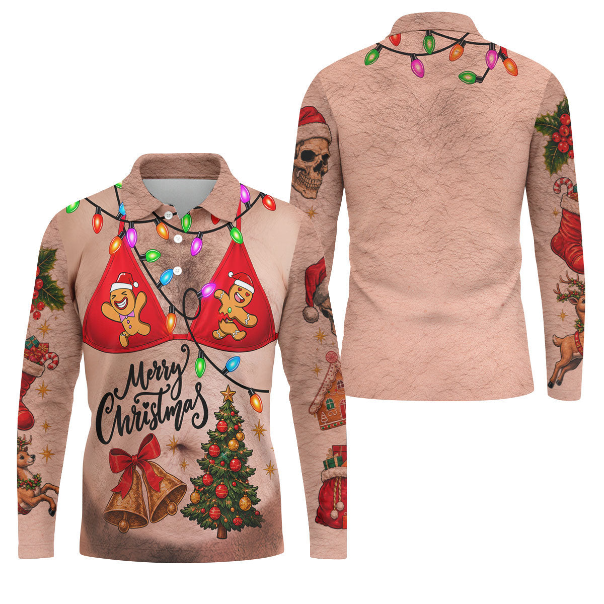 Merry Christmas Gingerbread Bra Polo Shirt, Mens Golf Shirts, Polo Shirts For Men