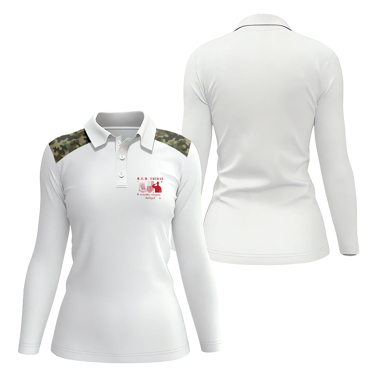 RED Friday Camo White Patriotic 4th Of July Golf Shirt, 250th Anniversary Golf Shirt For Women
