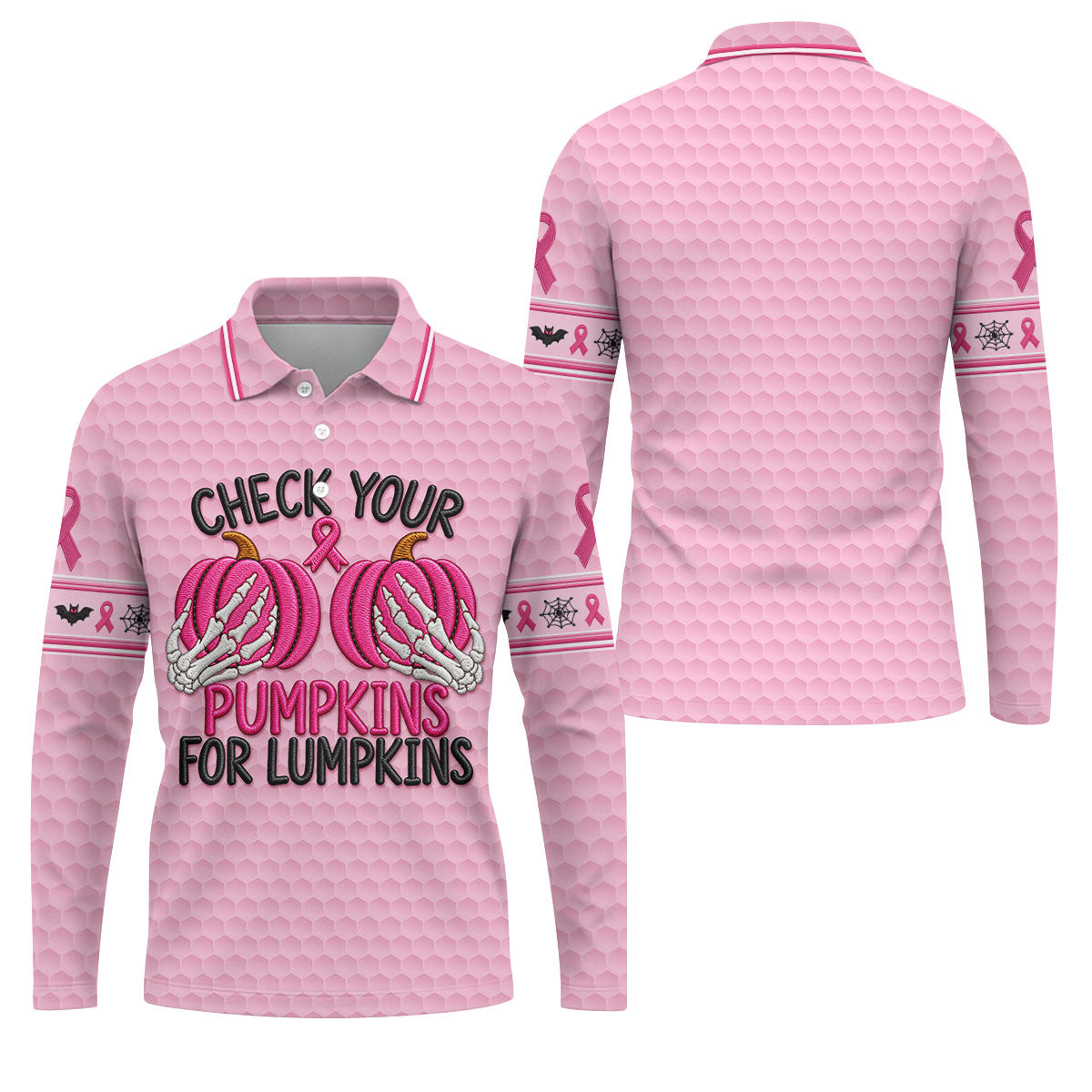 Pumpkins For Lumpkins Breast Cancer Polo Shirt, Polo Shirts For Men, Mens Golf Apparel
