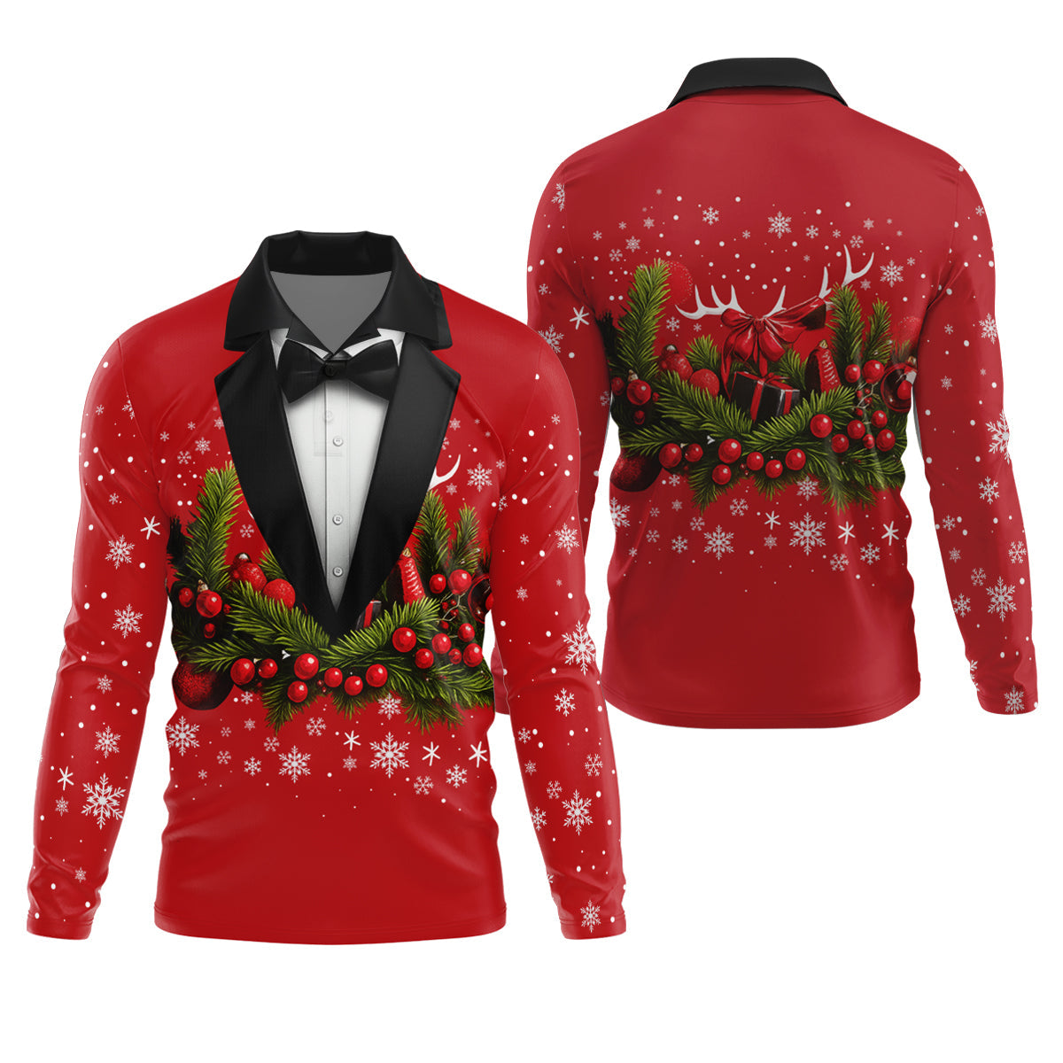 Christmas Mistletoe Vintage Prints Men's Golf Polo Shirts, Christmas Golf Shirt, Golf Gift For Men