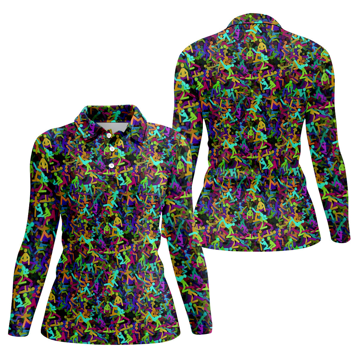 Colorful Abstract Golf Pattern Polo Shirt, Ladies Golf Shirt, Women's Golf Tops