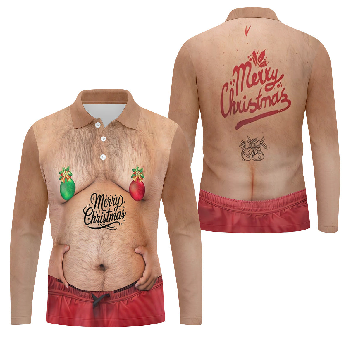 Funny Ugly Hairy Belly Golf Tops For Men, Christmas Golf Shirt, Polo Shirts For Men, Golf Shirts For Men