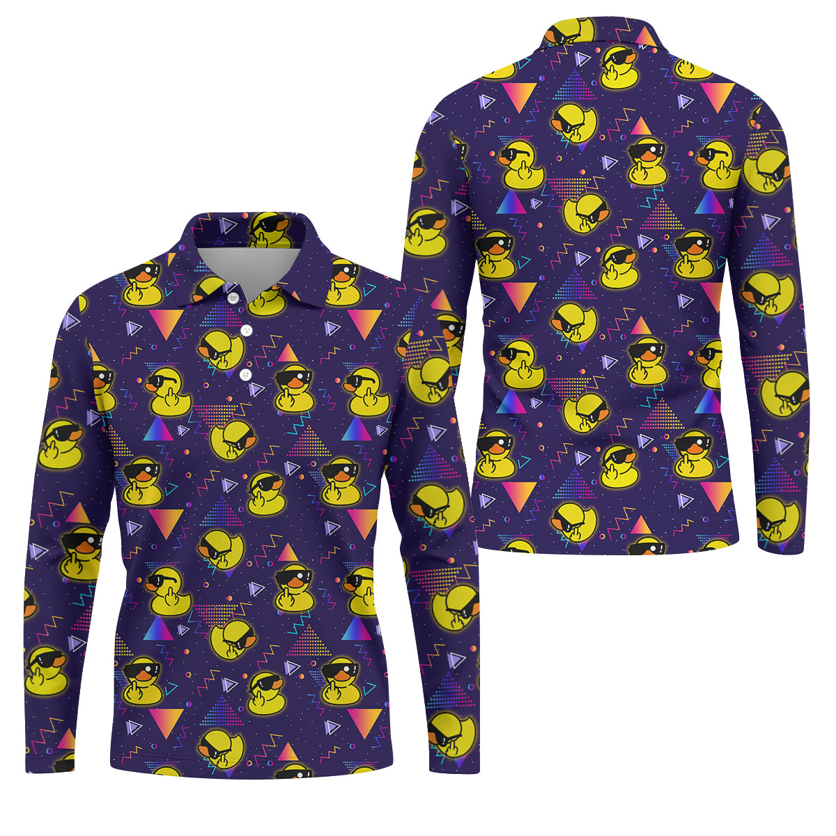 Funny Yellow Duck Sunglasses Golf Shirt, Men's Golf Shirt, Cute Golf Outfit, Polo Shirts For Men