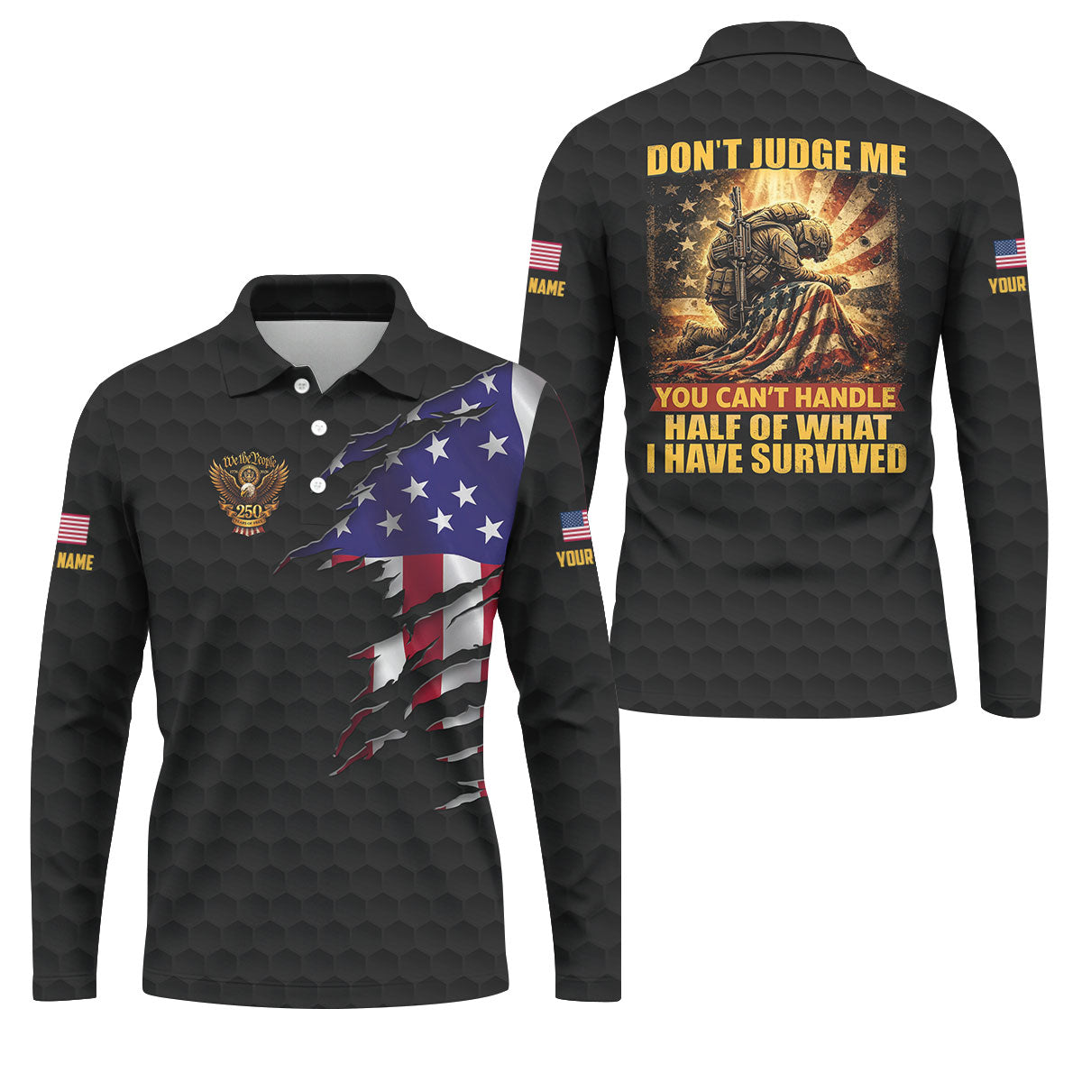 Don't Judge Me Veteran Memorial Patriotic 4th Of July Golf Shirt, 250th Anniversary Golf Shirts For Men