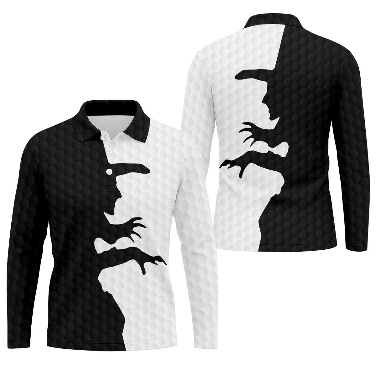 Witch Silhouette Halloween Golf Polo Shirt, Men's Golf Shirt, Hawaiian Golf Shirt