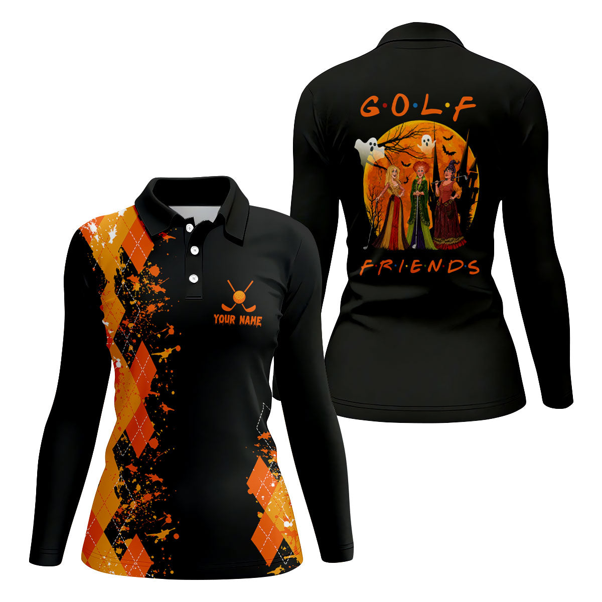 Custom Golf Friends Horror Character Halloween Polo Shirt, Womens Golf Tops, Ladies Golf Top