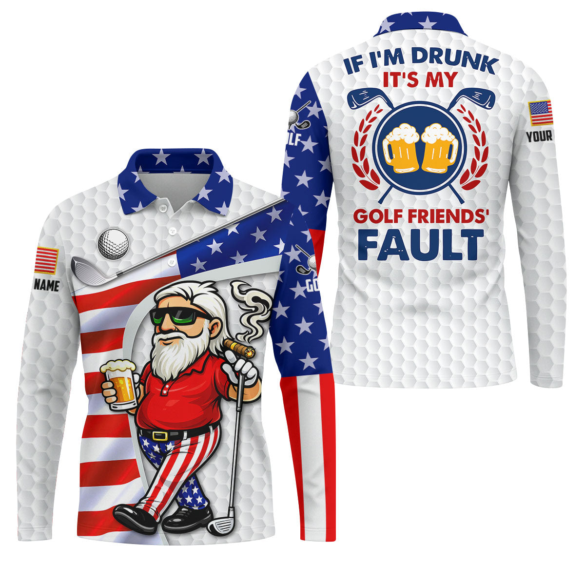 If I'm Drunk It's My Golf Friends' Fault Patriotic 4th Of July Funny Golf Shirt, 250 Years Golf Shirts For Men