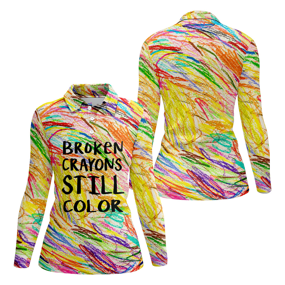 Broken Crayons Still Color Breast Cancer Shirt, Women's Golf Tops, Golf Shirts For Women