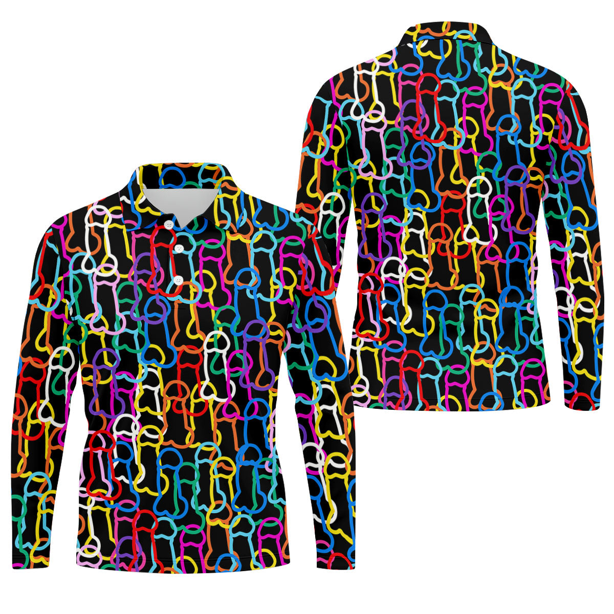 Adult Humor LGBT Rainbow Color Men's Funny Golf Shirts, Pride Month Celebrate Golf Shirts For Men