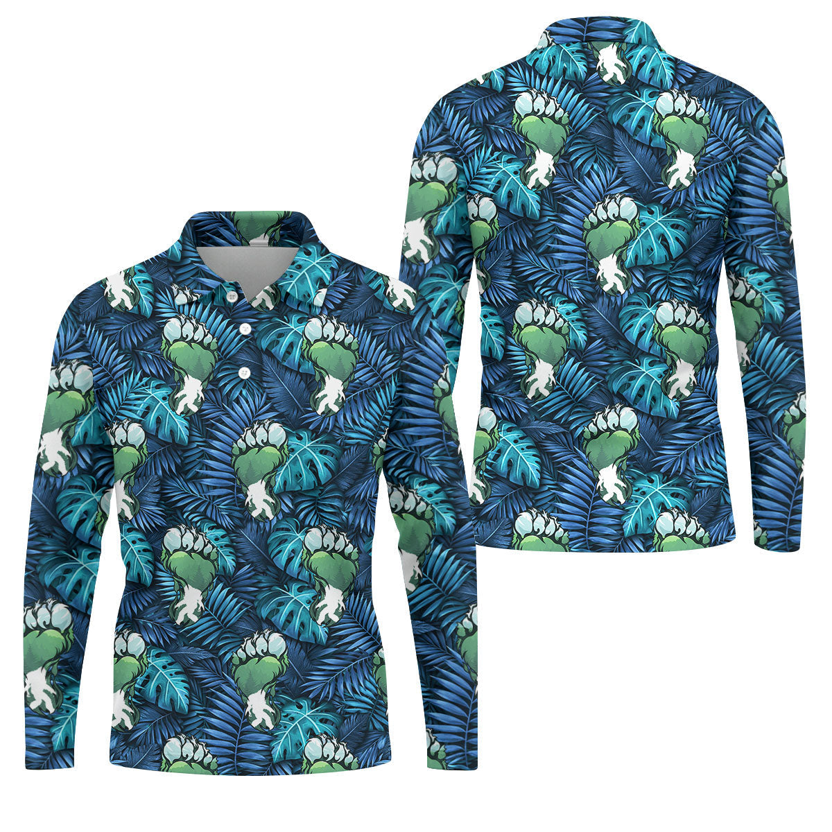 Funny Zombie Hulk Hand Tropical Golf Polo Shirt, Hawaiian Golf Shirt, Golf Shirts For Men
