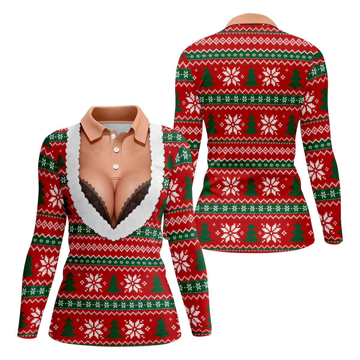 Funny Sexy Cleavage Christmas Golf Shirt, Golf Shirts For Women, Ladies Golf Shirts