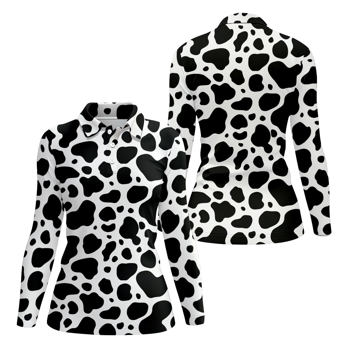 Cowhide Pattern Golf Shirt, Western Ranch Inspired Design, Golf Shirt For Women