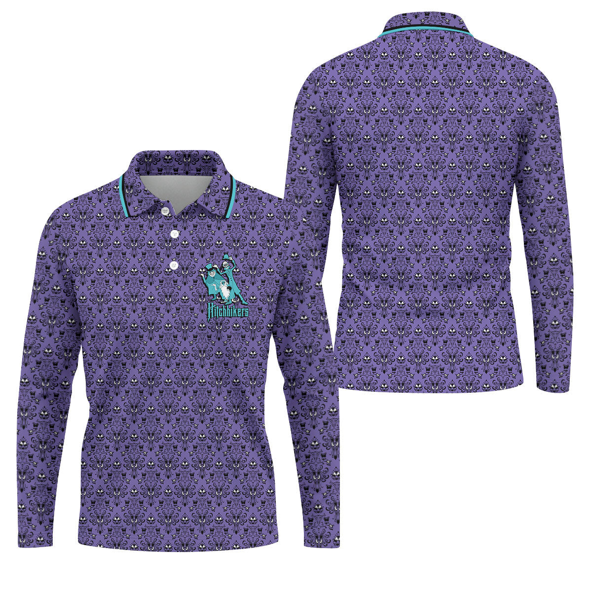 Hitchhikers Horror Character Golf Polo Shirt, Mens Golf Polo, Halloween Shirts For Men
