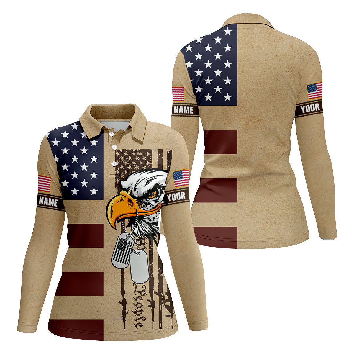250 Years Bald Eagle American Flag Vintage Golf Shirt, Patriotic 4th Of July Golf Shirt For Women